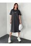 Women's Minimalist Printed T-Shirt Crew Neck Dress/Tunic