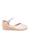 Children's Espadrille Open Side Ankle Buckle Strap Wedge Heel Linen Straw