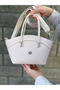 Nçs Cream Women's Hand and Shoulder Bag – Stylish Metal Detail, Medium Size (En:19Xboy:17) - 8