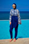 Navy Blue Full Covered Hijab Swimsuit 4 Pieces R2504 - 2