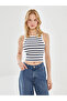 Esvab • Modern & Distinctive Zero Roba Collar Striped Women's Crop Top