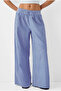 Blue Striped Cotton Pajama Pants with Elastic Waist