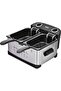 Dual Electric Oil Fryer, 2400W, 5L, 2 Fryer Baskets, 2 Covers, ZS-DF50 - Silver Black