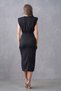 Black Degaje Collar Slit and Accessory Design Draped Sleeveless Midi Dress 77130 - 3