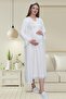 Mecit 1518 Ecru Maternity Nightgown Set with Morning Dress - 2