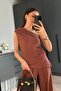 Pinterest Design Slit One Shoulder Asymmetrical Blouse Tie-Up Wide Leg Pants Double Linen Suit - 7
