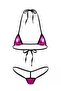 Pink Leather Look Drawstring Bikini Set