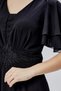 Women's Chiffon Waist Embroidery Detail V Neck Robe Pleated Flowy Fabric Long Evening Dress Hv06063045 - 4