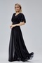 Women's Chiffon Waist Embroidery Detail V Neck Robe Pleated Flowy Fabric Long Evening Dress Hv06063045 - 7
