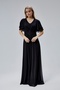 Women's Chiffon Waist Embroidery Detail V Neck Robe Pleated Flowy Fabric Long Evening Dress Hv06063045 - 8