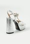 Elera Women's Buckle Detailed Platform Thick Heeled Shoes Silver - 3