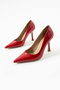 Isla Women's Flat Plain Stiletto Heeled Shoes Red Patent Leather - 3