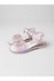 Girl's Pink Color Filled Soles Figured Stylish Evening Sandals - 3