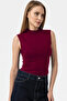Women's Burgundy Sleeveless Blouse