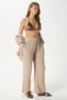 Women's Maja 100% Cotton Muslin Beige Trousers with Elastic Waist - 6