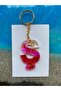 Epoxy Letter Sh Gold Leaf, Pink Keychain with Flower Leaves - 2