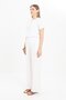 White-Large Size Wide Leg Linen Trousers with Elastic Waist - 3