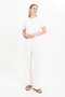 White-Large Size Wide Leg Linen Trousers with Elastic Waist - 2