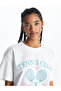  Crew Neck Printed Short Sleeve Women's T-Shirt - 2