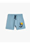 Boy's Blue Cotton Printed Shorts