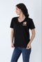 Black Dog Print Detailed Short Sleeve 100% Cotton t Shirt - 2