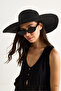 Women's Black Wide Brim Straw Hat 1432 60801002 - 4