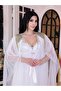 Stone Detailed 2 Piece Long Dressing Gown Set - 3