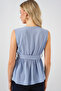 Women's Double Breasted Collar Sleeveless Blouse 966 - Blue - 6