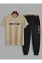 Printed Tracksuit Set T-Shirt Jogger Sweatpants - Bottom Top Set - 2