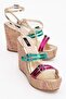 Multi - Straw Weave High Heel Women's Sandals