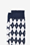 Men's Navy Blue-White Patterned Bamboo Socks - 4