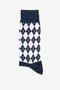 Men's Navy Blue-White Patterned Bamboo Socks - 3