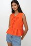 Women's Orange V-Neck Bow Detailed Skirt Flounced Aerobin Blouse Alc-X14179 - 2