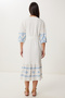 Women's White Embroidered Ruffled Summer Linen Dress RV00212 - 5