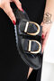 Black Genuine Leather Women's Slippers 20710 - 3