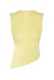 Açık Sarı Dik Yaka Büzgü/Drape Detaylı Fitted/Vücuda Oturan Asimetrik Örme Bluz TWOSS24BZ00534 - 5