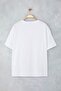 Beyaz %100 Süprem Baskılı Oversize/Rahat Kesim Örme Büyük Beden T-Shirt TBBSS25BF00082 - 8