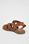 Taba Süet Düz Taban Yuvarlak Burun Kadın Sandalet TAKSS25SD00059 - 6