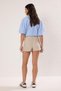 Beige Contrast Stitched Mini Gabardine Cotton Shorts Skirt Twoss25Sr00228 - 3