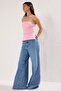 Pembe Pamuklu Esnek Straplez Büzgü/Drape Detaylı Örme Bluz TWOSS25BZ00484