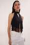 Siyah Boyundan Bağlamalı Örme Tül Party Bluz TPRSS25BZ00053 - 3