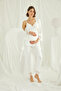Monamise Lohussa Women's Ecru Special Design Lace Pregnant Maternity 3-Piece Pajama Set