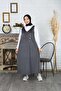 Button Detailed Velvet Salopette Dress - 4