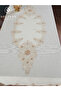 مفرش طاولة وغطاء من قماش الكتان الكريمي الروماني مطرز بالمينك - 2