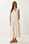 Flounced Summer Muslin Dress Cream Lmx0087 - 2