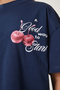 Embossed Printed Knitted T-Shirt Dark Blue Lcr0067 - 5