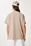 Oversize Printed Knitted T-Shirt Beige Lcr0068 - 6