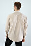 Men's Beige Linen Textured Oversize Shirt (Oversized Cut) - 7