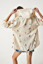 Printed Seasonal Raw Linen Jacket Cream Lsa0001