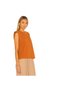 Women's Black Crew Neck Padded Silk Jersey Blouse - 6